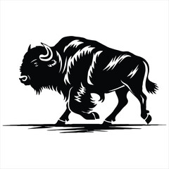 Silhouette bison logo design concept illustration