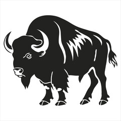 Silhouette bison logo design concept illustration