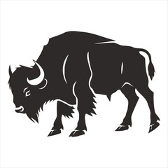 Silhouette bison logo design concept illustration