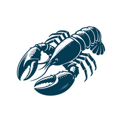 Lobster, fish silhouette Clip art isolated vector illustration on white background