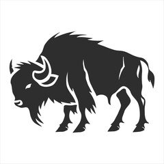 Silhouette bison logo design concept illustration
