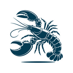 Lobster, fish silhouette Clip art isolated vector illustration on white background