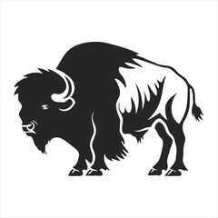 Silhouette bison logo design concept illustration