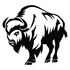 Silhouette bison logo design concept illustration
