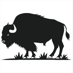 Silhouette bison logo design concept illustration