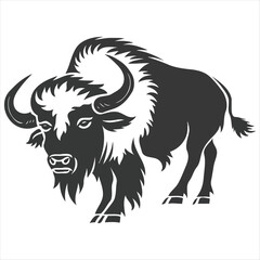 Silhouette bison logo design concept illustration