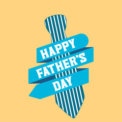 Celebrate Dad: Striped Tie Father's Day Greeting on Yellow Background, Honor dads with this vibrant vector featuring 'HAPPY FATHER'S DAY' boldly emblazoned on a classic striped tie