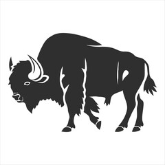 Silhouette bison logo design concept illustration
