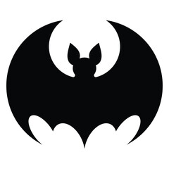 Fruit bat vector icon. Flying mammal black silhouette. Logo Halloween character ghost illustration cartoon symbol graphic.