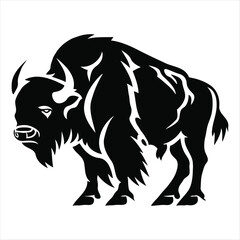 Silhouette bison logo design concept illustration