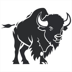 Silhouette bison logo design concept illustration