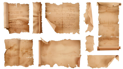 Set of Antique Blank Scrolls - Rough Torn Edges