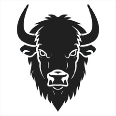 Silhouette bison logo design concept illustration