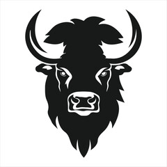 Silhouette bison logo design concept illustration