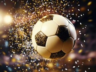 Fototapeta premium A close-up shot of a soccer ball flying through the air