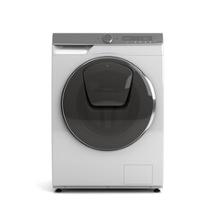 New modern Washing machine front view 3D render on white