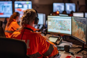 Emergency Responders Coordinating Disaster Response Efforts in Operational Center for Crisis Management