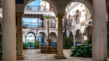 Roda de Berà, Catalunya, Spain - February 18, 2024: Beautiful "Patio Andaluz" in Roc de Sant Gaietà (Tarragona)