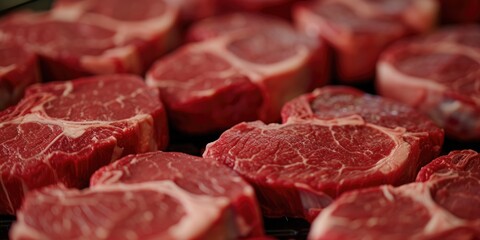 A bunch of juicy steaks sizzling on top of a grill, perfect for outdoor cooking or serving at a barbecue