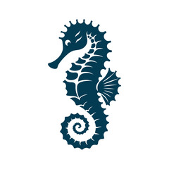 Seahorse silhouette Clip art isolated vector illustration on a white background