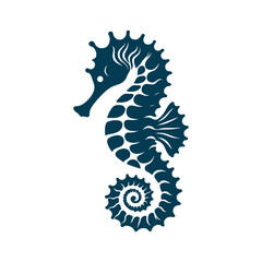 Seahorse silhouette Clip art isolated vector illustration on a white background