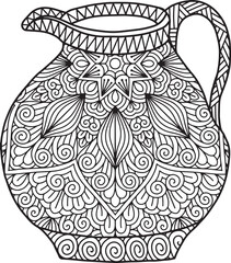 Pottery Mandala Coloring Page | Hand-Drawn Pottery Mandala Coloring Page For Adults