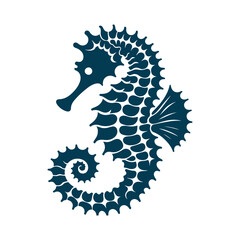 Seahorse silhouette Clip art isolated vector illustration on a white background