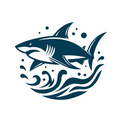 Shark Silhouette Clip art isolated vector illustration on a white background