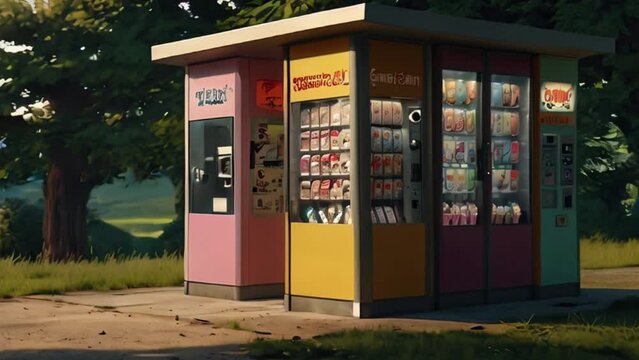 Three Vending Machines in a Row Under a Covered Structure