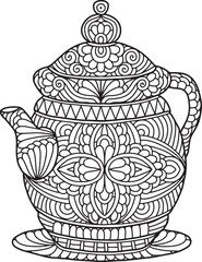 Pottery Mandala Coloring Page | Hand-Drawn Pottery Mandala Coloring Page For Adults