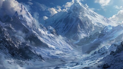 Majestic Snow-Covered Mountain Range