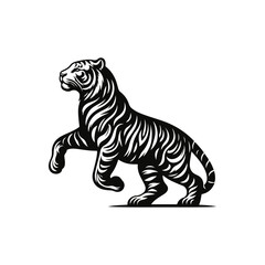 Tiger Animal black silhouette vector with white color background