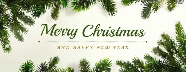 Merry Christmas and happy new year design wit palm border. poster, banner, greeting card