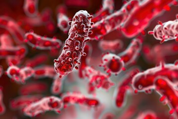 3d illustration of rabies virus particles floating around