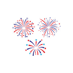 Colorful Fireworks with Stars. Vector icon.