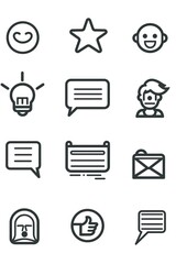 Collection of simple, iconic shapes in grayscale on a clean white background