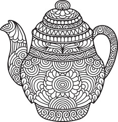 Pottery Mandala Coloring Page | Hand-Drawn Pottery Mandala Coloring Page For Adults
