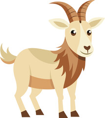 Fototapeta premium Charming Cartoon Goat Icon Vector for Creative Designs - Great for Apps and Digital Graphics Clip art Animal Icons Transparent Background Svg Png Isolated