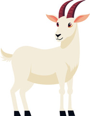 Fototapeta premium Adorable and Whimsical Cartoon Goat Icon Vector Perfect for Children's Apps and Graphics Clip art Animal Icons Transparent Background Svg Png Isolated