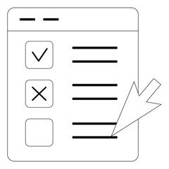 Evaluation concept with icon. Criteria, Online Education: thin vector icon set, black and white kit . Vector Simple icon. Eps 10. 