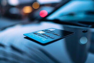 Car Rental Loyalty Program Card Offering Rewards and Benefits in a Car's Door Handle