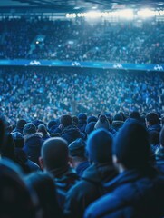 A large group of people gathered together in an indoor or outdoor sports stadium