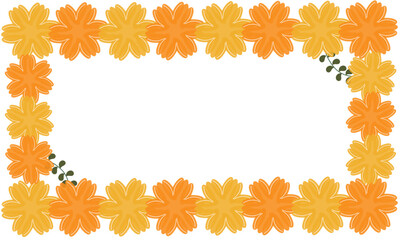 Cornice rettangolare con grandi fiori gialli e arancio