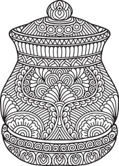 Pottery Mandala Coloring Page | Hand-Drawn Pottery Mandala Coloring Page For Adults