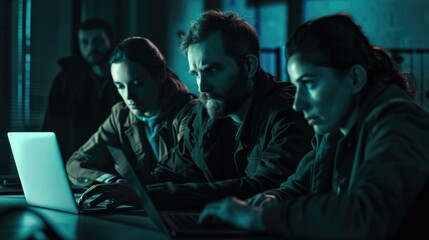 Fototapeta premium Group of people working from home on their laptops, flexible work arrangement concept
