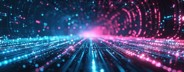 Obraz premium Abstract Digital Network with Blue and Pink Lights