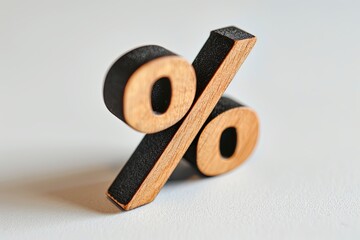 Percentage sign on light grey background .
