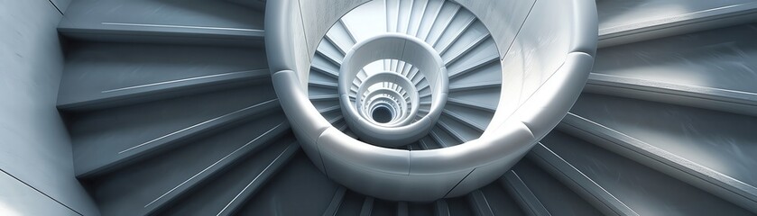3D spiral staircase with dramatic lighting