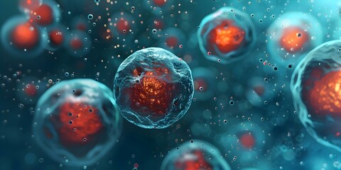 Studying cellular health at the nanomolecular level for medical advancements. Concept Cellular Health, Nanomolecular Level, Medical Advancements, Scientific Research, Biomedical Technology