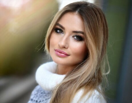 Piękna blondynka w swetrze